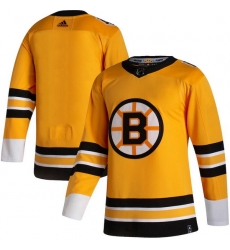 Men Boston Bruins Blank Yellow 2020 21 Reverse Retro Adidas Jersey