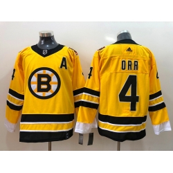 Men Boston Bruins Bobby Orr 4 Yellow 2021 Adidas Stitched NHL Jersey