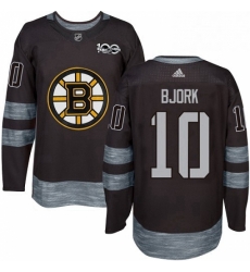 Mens Adidas Boston Bruins 10 Anders Bjork Authentic Black 1917 2017 100th Anniversary NHL Jersey 