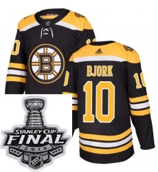 Mens Adidas Boston Bruins 10 Anders Bjork Authentic Black Home NHL Jersey
