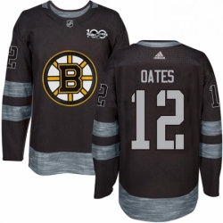 Mens Adidas Boston Bruins 12 Adam Oates Authentic Black 1917 2017 100th Anniversary NHL Jersey 