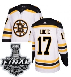 Mens Adidas Boston Bruins 17 Milan Lucic Authentic White Away NHL Jersey