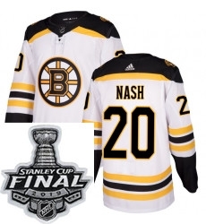Mens Adidas Boston Bruins 20 Riley Nash Authentic White Away NHL Jersey