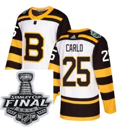Mens Adidas Boston Bruins 25 Brandon Carlo Authentic White 2019 Winter Classic NHL Jersey