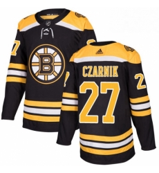 Mens Adidas Boston Bruins 27 Austin Czarnik Authentic Black Home NHL Jersey 
