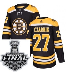 Mens Adidas Boston Bruins 27 Austin Czarnik Authentic Black Home NHL Jersey