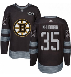 Mens Adidas Boston Bruins 35 Anton Khudobin Premier Black 1917 2017 100th Anniversary NHL Jersey 