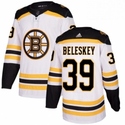 Mens Adidas Boston Bruins 39 Matt Beleskey Authentic White Away NHL Jersey 