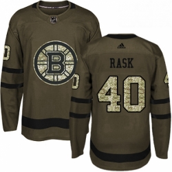 Mens Adidas Boston Bruins 40 Tuukka Rask Authentic Green Salute to Service NHL Jersey 