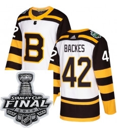 Mens Adidas Boston Bruins 42 David Backes Authentic White 2019 Winter Classic NHL Jersey