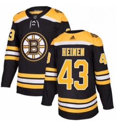 Mens Adidas Boston Bruins 43 Danton Heinen Authentic Black Home NHL Jersey 