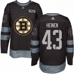 Mens Adidas Boston Bruins 43 Danton Heinen Premier Black 1917 2017 100th Anniversary NHL Jersey 