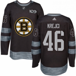 Mens Adidas Boston Bruins 46 David Krejci Authentic Black 1917 2017 100th Anniversary NHL Jersey 