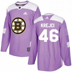 Mens Adidas Boston Bruins 46 David Krejci Authentic Purple Fights Cancer Practice NHL Jersey 