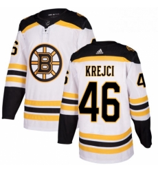Mens Adidas Boston Bruins 46 David Krejci Authentic White Away NHL Jersey 