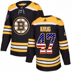 Mens Adidas Boston Bruins 47 Torey Krug Authentic Black USA Flag Fashion NHL Jersey 