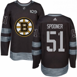 Mens Adidas Boston Bruins 51 Ryan Spooner Authentic Black 1917 2017 100th Anniversary NHL Jersey 