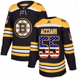 Mens Adidas Boston Bruins 55 Noel Acciari Authentic Black USA Flag Fashion NHL Jersey 