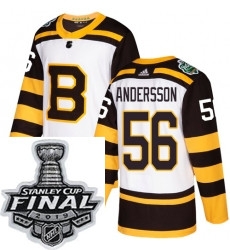 Mens Adidas Boston Bruins 56 Axel Andersson Authentic White 2019 Winter Classic NHL Jersey