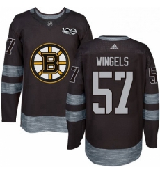 Mens Adidas Boston Bruins 57 Tommy Wingels Authentic Black 1917 2017 100th Anniversary NHL Jersey 