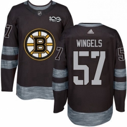 Mens Adidas Boston Bruins 57 Tommy Wingels Authentic Black 1917 2017 100th Anniversary NHL Jersey 