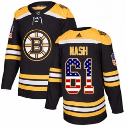 Mens Adidas Boston Bruins 61 Rick Nash Authentic Black USA Flag Fashion NHL Jersey 