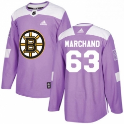 Mens Adidas Boston Bruins 63 Brad Marchand Authentic Purple Fights Cancer Practice NHL Jersey 