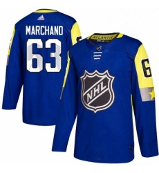 Mens Adidas Boston Bruins 63 Brad Marchand Authentic Royal Blue 2018 All Star Atlantic Division NHL Jersey 