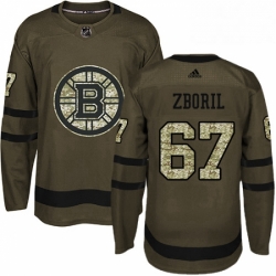 Mens Adidas Boston Bruins 67 Jakub Zboril Authentic Green Salute to Service NHL Jersey 