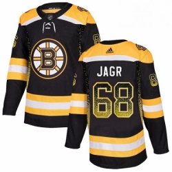 Mens Adidas Boston Bruins 68 Jaromir Jagr Authentic Black Drift Fashion NHL Jersey 