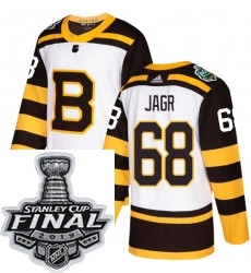 Mens Adidas Boston Bruins 68 Jaromir Jagr Authentic White 2019 Winter Classic NHL Jersey