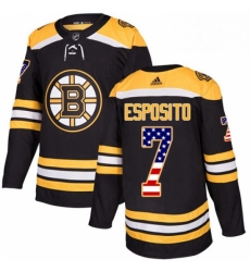 Mens Adidas Boston Bruins 7 Phil Esposito Authentic Black USA Flag Fashion NHL Jersey 
