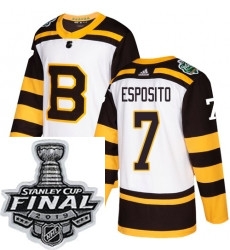 Mens Adidas Boston Bruins 7 Phil Esposito Authentic White 2019 Winter Classic NHL Jersey