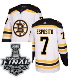 Mens Adidas Boston Bruins 7 Phil Esposito Authentic White Away NHL Jersey