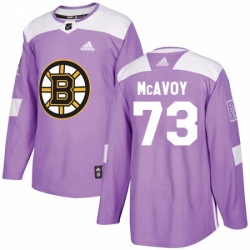 Mens Adidas Boston Bruins 73 Charlie McAvoy Authentic Purple Fights Cancer Practice NHL Jersey 