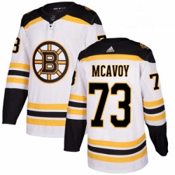 Mens Adidas Boston Bruins 73 Charlie McAvoy Authentic White Away NHL Jersey 