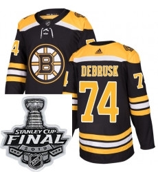 Mens Adidas Boston Bruins 74 Jake DeBrusk Authentic Black Home NHL Jersey
