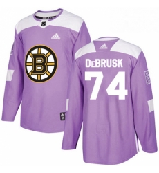 Mens Adidas Boston Bruins 74 Jake DeBrusk Authentic Purple Fights Cancer Practice NHL Jersey 
