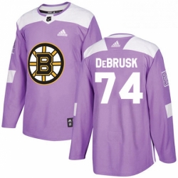 Mens Adidas Boston Bruins 74 Jake DeBrusk Authentic Purple Fights Cancer Practice NHL Jersey 