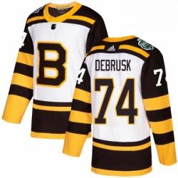 Mens Adidas Boston Bruins 74 Jake DeBrusk Authentic White 2019 Winter Classic NHL Jersey 