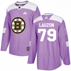 Mens Adidas Boston Bruins 79 Jeremy Lauzon Authentic Purple Fights Cancer Practice NHL Jersey 