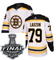 Mens Adidas Boston Bruins 79 Jeremy Lauzon Authentic White Away NHL Jersey