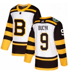 Mens Adidas Boston Bruins 9 Johnny Bucyk Authentic White 2019 Winter Classic NHL Jersey 