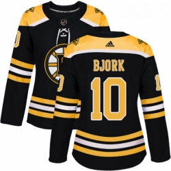 Womens Adidas Boston Bruins 10 Anders Bjork Authentic Black Home NHL Jersey 