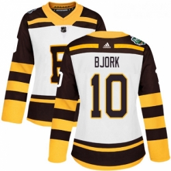 Womens Adidas Boston Bruins 10 Anders Bjork Authentic White 2019 Winter Classic NHL Jersey 