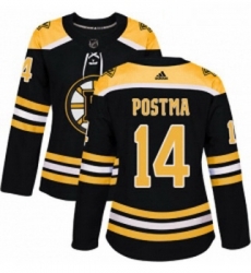 Womens Adidas Boston Bruins 14 Paul Postma Authentic Black Home NHL Jersey 