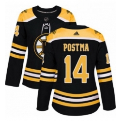 Womens Adidas Boston Bruins 14 Paul Postma Authentic Black Home NHL Jersey 