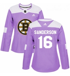 Womens Adidas Boston Bruins 16 Derek Sanderson Authentic Purple Fights Cancer Practice NHL Jersey 