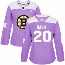 Womens Adidas Boston Bruins 20 Riley Nash Authentic Purple Fights Cancer Practice NHL Jersey 