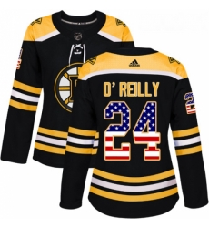 Womens Adidas Boston Bruins 24 Terry OReilly Authentic Black USA Flag Fashion NHL Jersey 